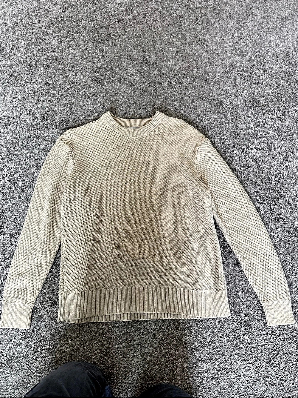 Zara Ribbed Crewneck Sweater in Beige Like New